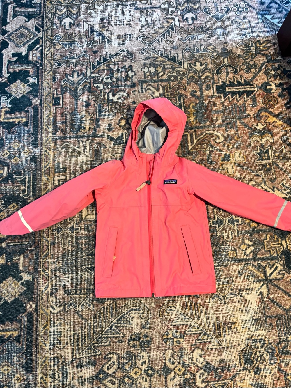 Patagonia Kids Coral Pink Hooded Rain Jacket